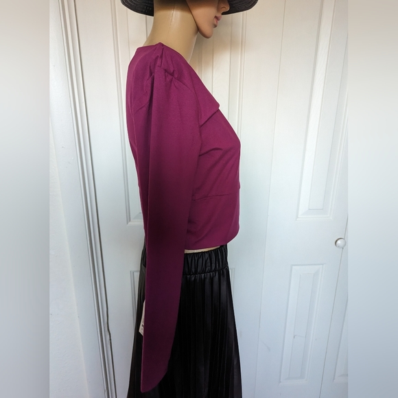 NWT Core IO dark purple Open Front Long Sleeve Crop Top Size Medium. - Picture 4 of 13